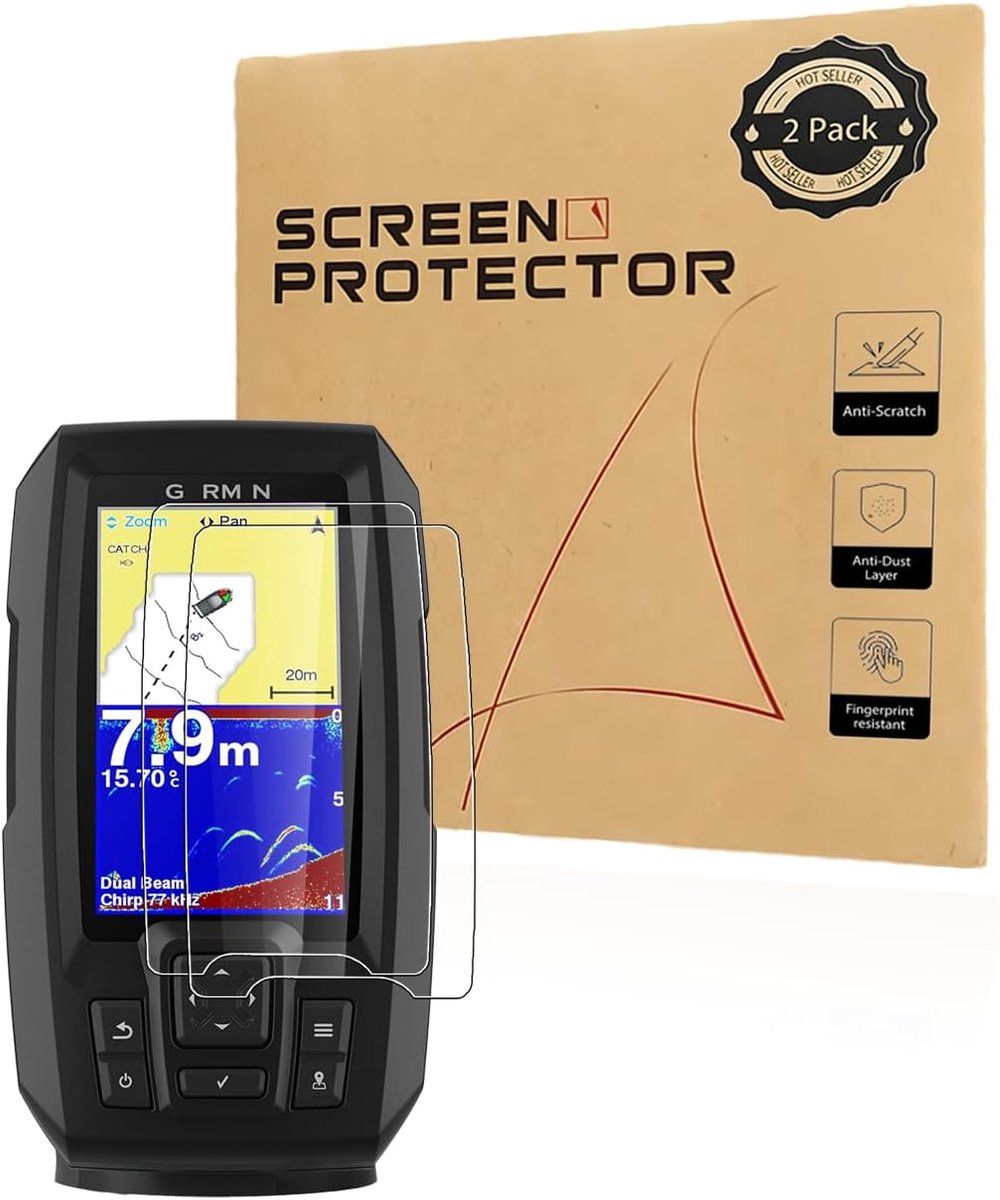 2 stuks PET-folie volledige displaybescherming voor Garmin Striker Plus 4 visdetector, transparant, krasbestendig - ShopVlot