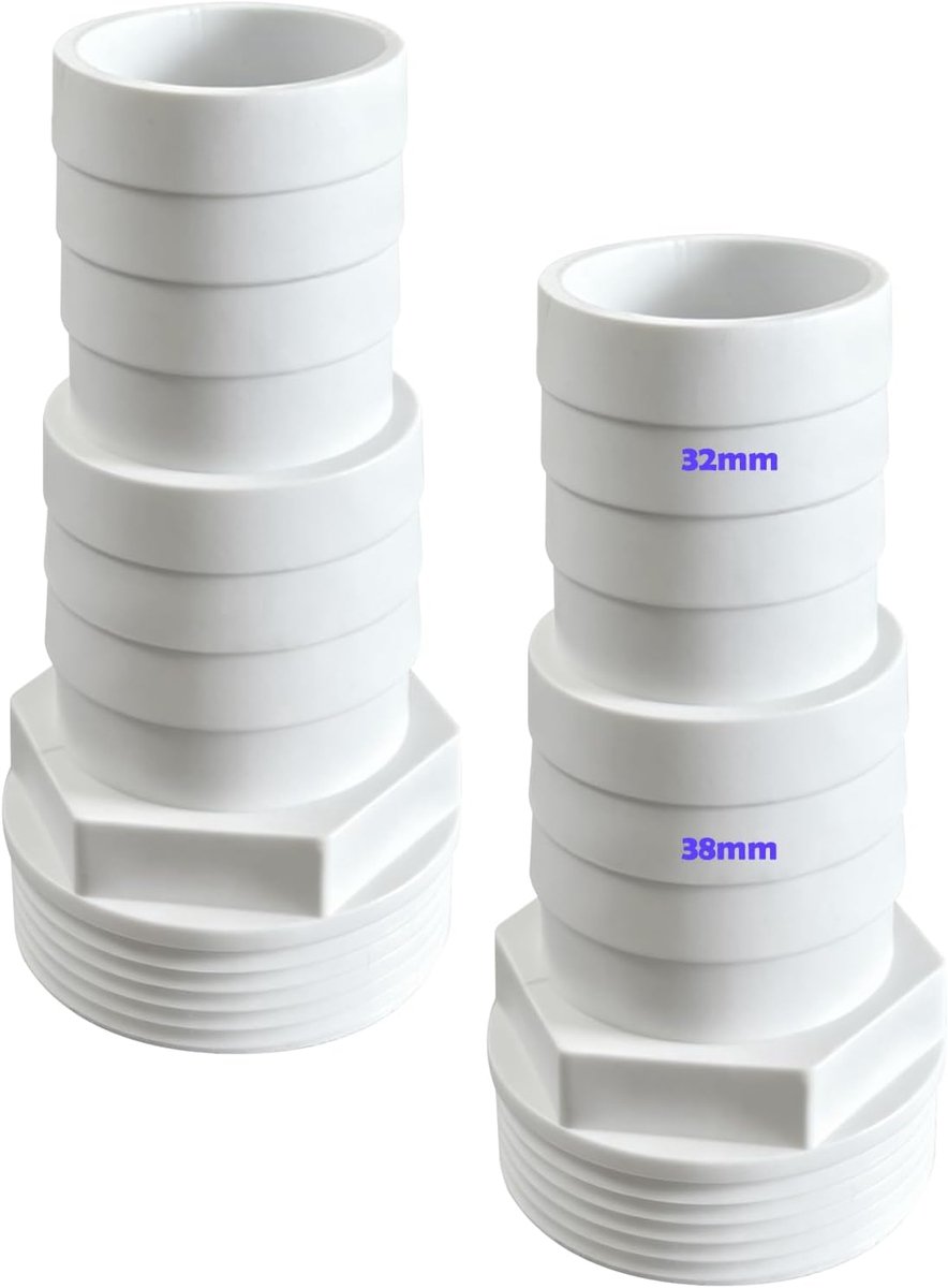 2 x ABS slangtuit O-ring 32-38 mm x 1 1/2 inch, buitendraad - Set van 2, ABS-materiaal, 32-38 mm diameter, 1 1/2 inch - ShopVlot