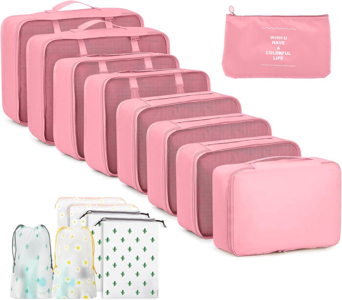 GIBOHOM Suitcase Organiser, 15 Pieces Suitcase Organiser, Waterproof Storage Bag, Tear-Resistant Storage Cubes, Travel - ShopVlot