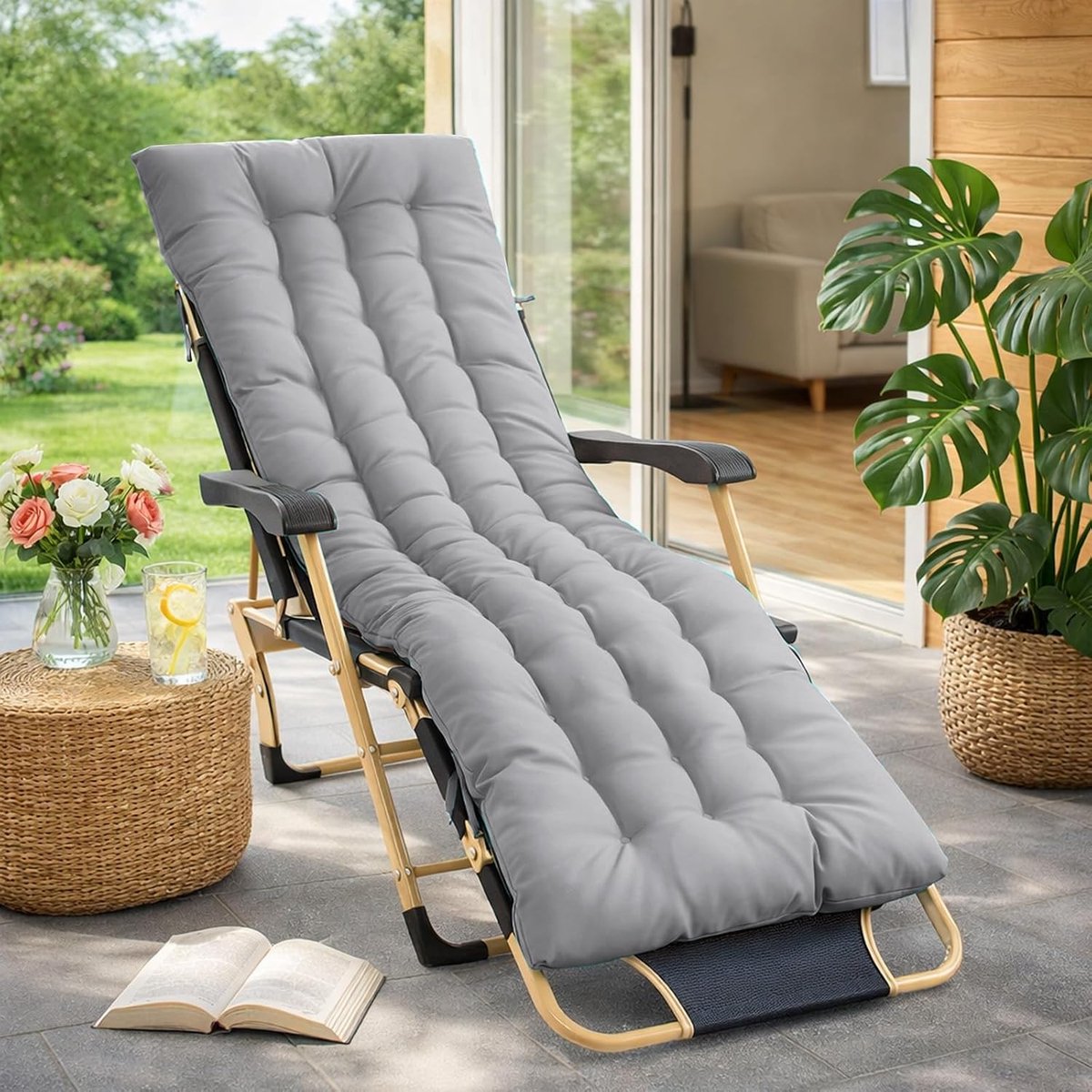Buitenkussen voor ligstoel 170x50x10 cm, matje voor ligstoel voor tuin, terras en balkon – waterdicht matje voor - ShopVlot
