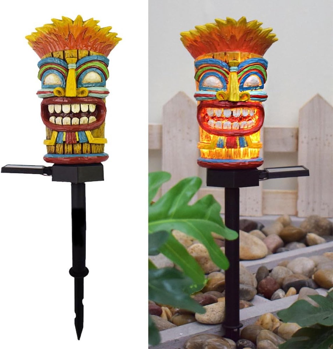 LED solar ground lamp, outdoor atmosphere decoration, cute resin wildman head, courtyard, landscape light. - ShopVlot