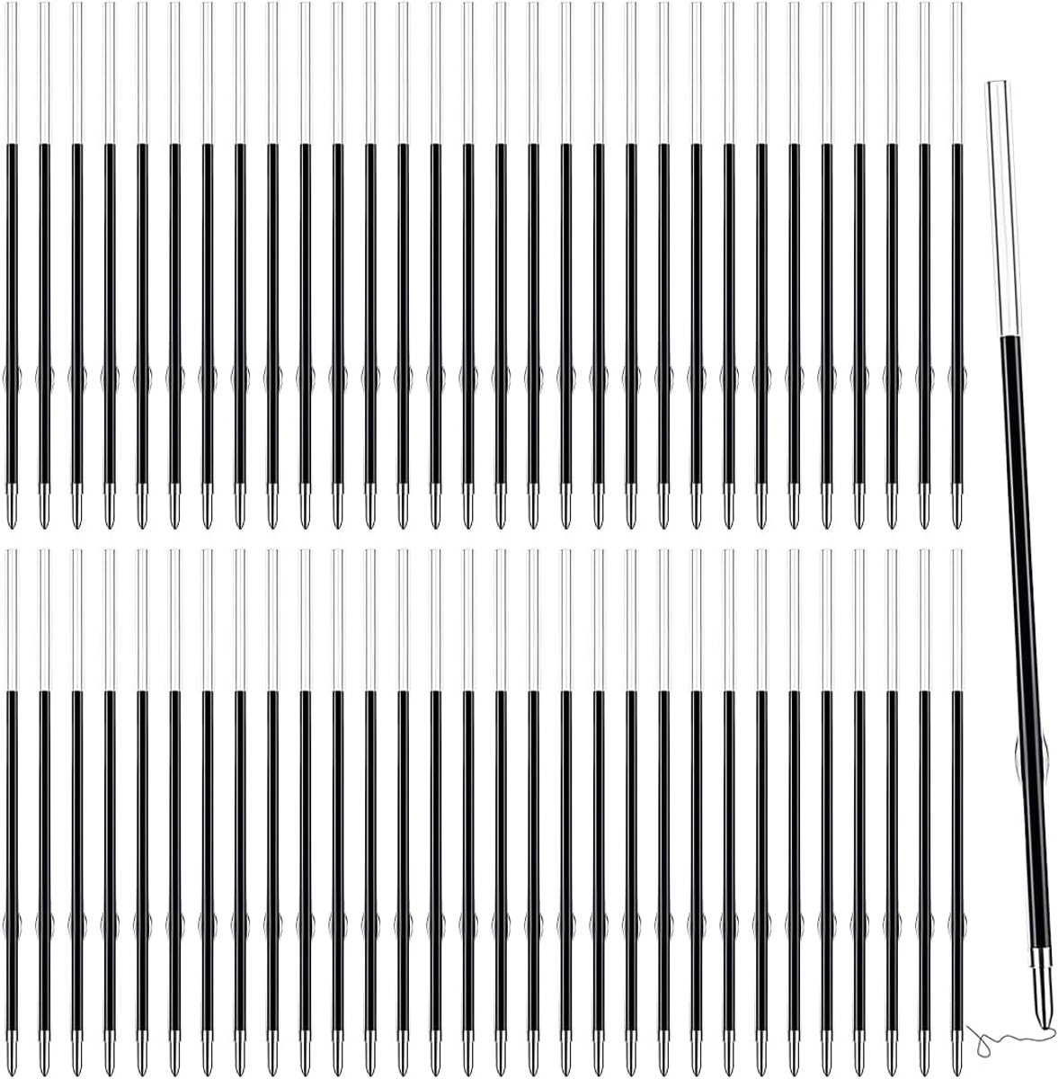 Refill Ballpoint Refills, Pack of 60, Black, Point, 1 mm, Length 107 mm, Retractable Refills, Plastic Refills for Pens - ShopVlot