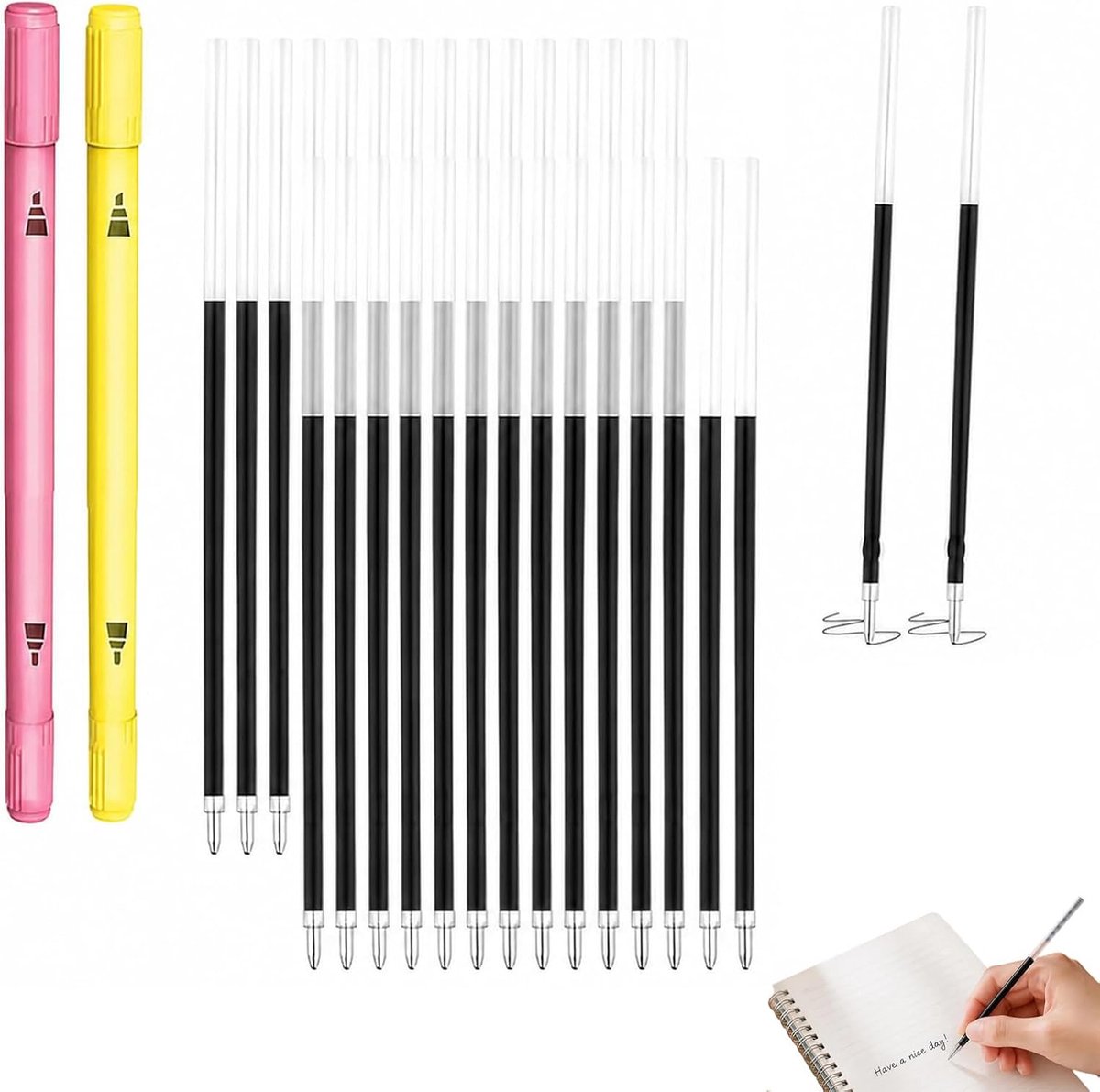 Erasable Gel Pen Refills 60 Pieces 1mm Thermal Ink Refill Set 30 Black and 30 Blue Compatible with Erasable Gel Pens - ShopVlot