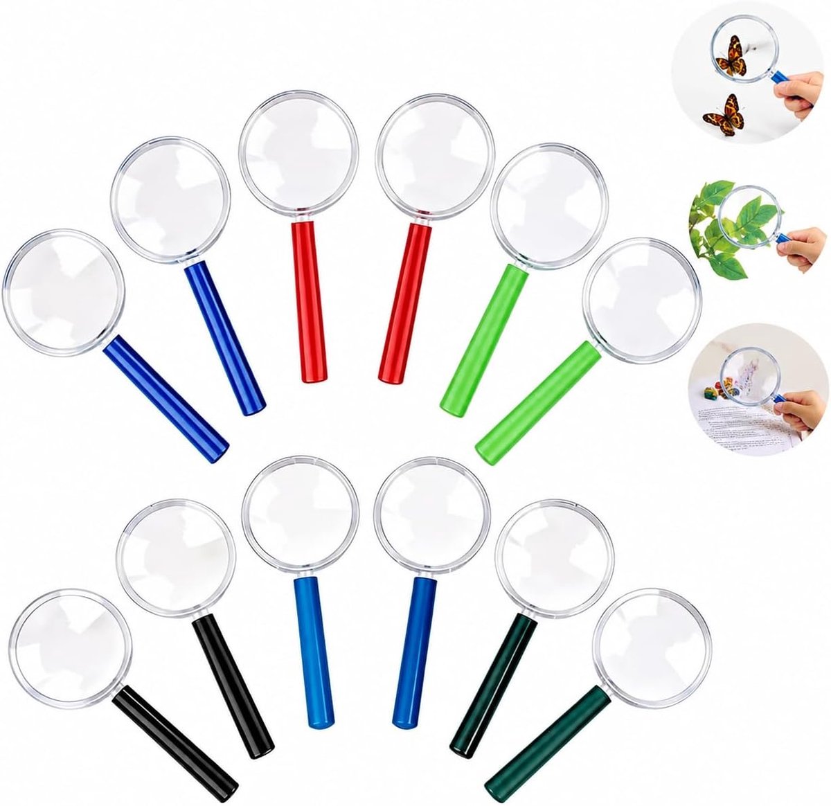 Vergrootglas Set 12 Stuks Handvergrootglazen Kunststof Vergrootglas Voor Lezen Onderzoek Natuurstudie Educatieve - ShopVlot