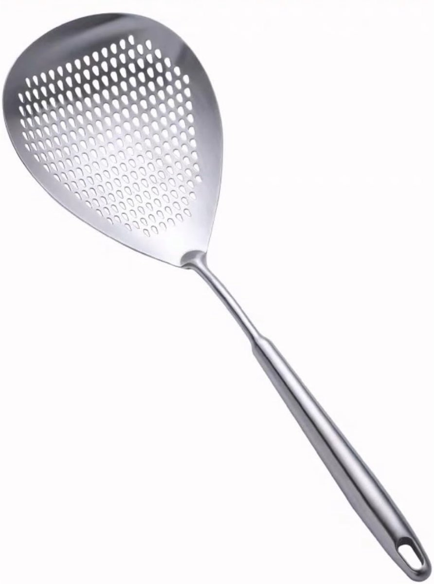 Ploutos® Spatel - Schuimspaan – Keukenhulp – Hittebestendig – Zilver - 15cm x 2cm x 38cm