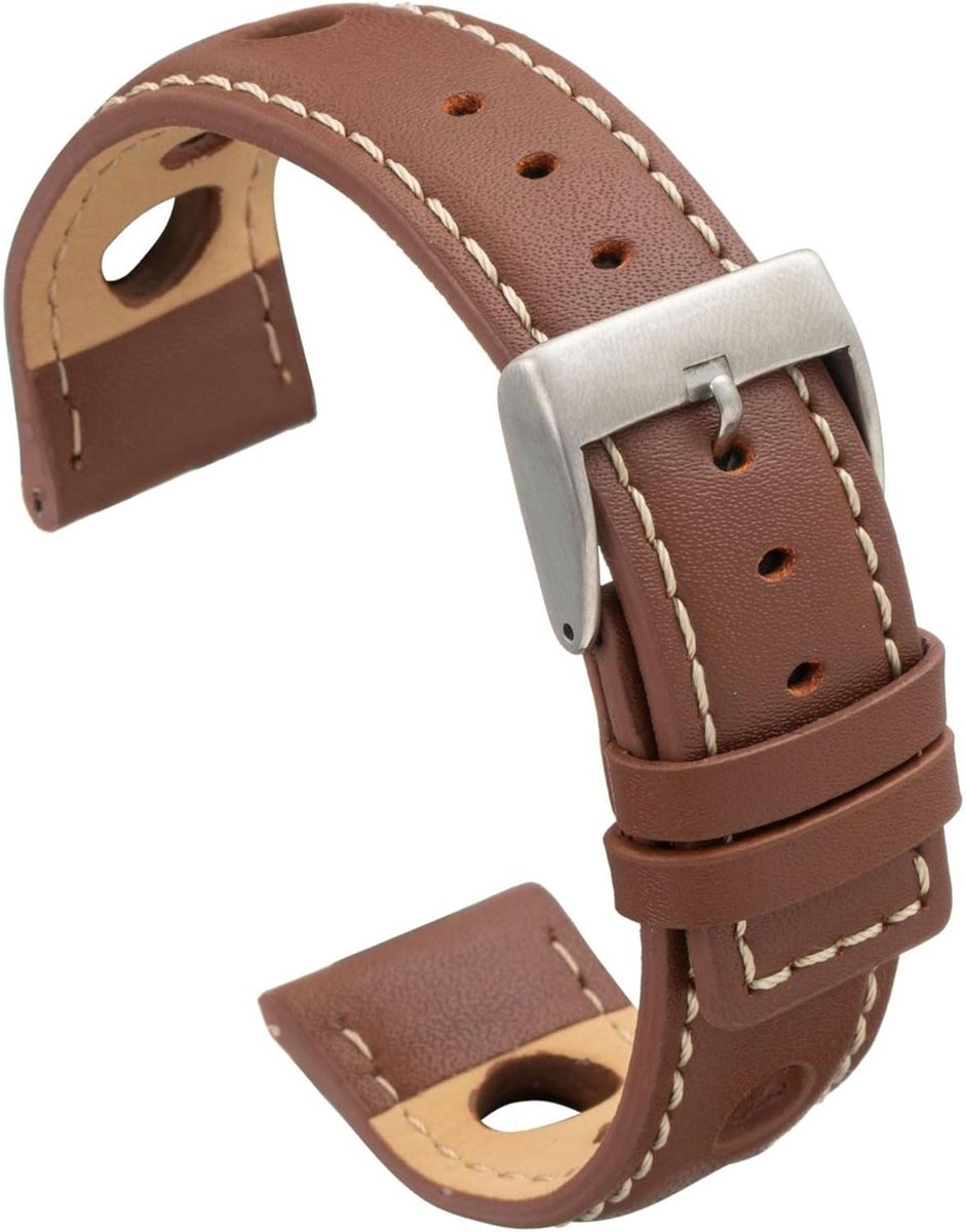 Watch strap Rally of Racing smooth cowhide leather, perforated, 20 mm, 22 mm, 24 mm, ref. P355 - ShopVlot