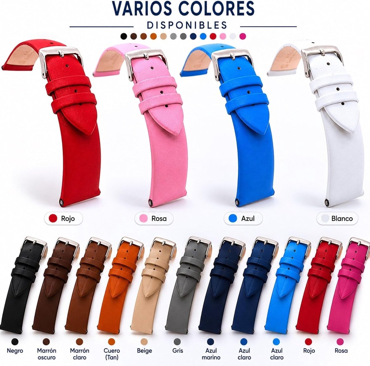 Cowhide Leather Watch Strap Smooth Seamless 12mm 14mm 16mm 18mm 20mm 22mm Ref. 301 - ShopVlot