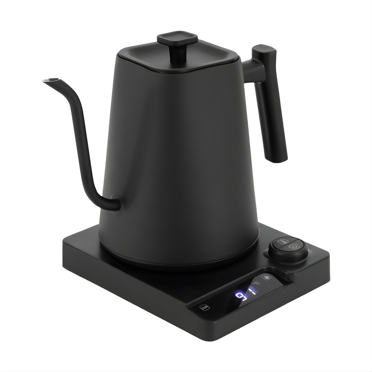Elektrische Waterkoker met LED Display – RVS Gooseneck Waterkoker met Basis – Precisie Schenktuit voor Thee en Koffie – Geschikt voor Kantoor en Hotel – Zwart