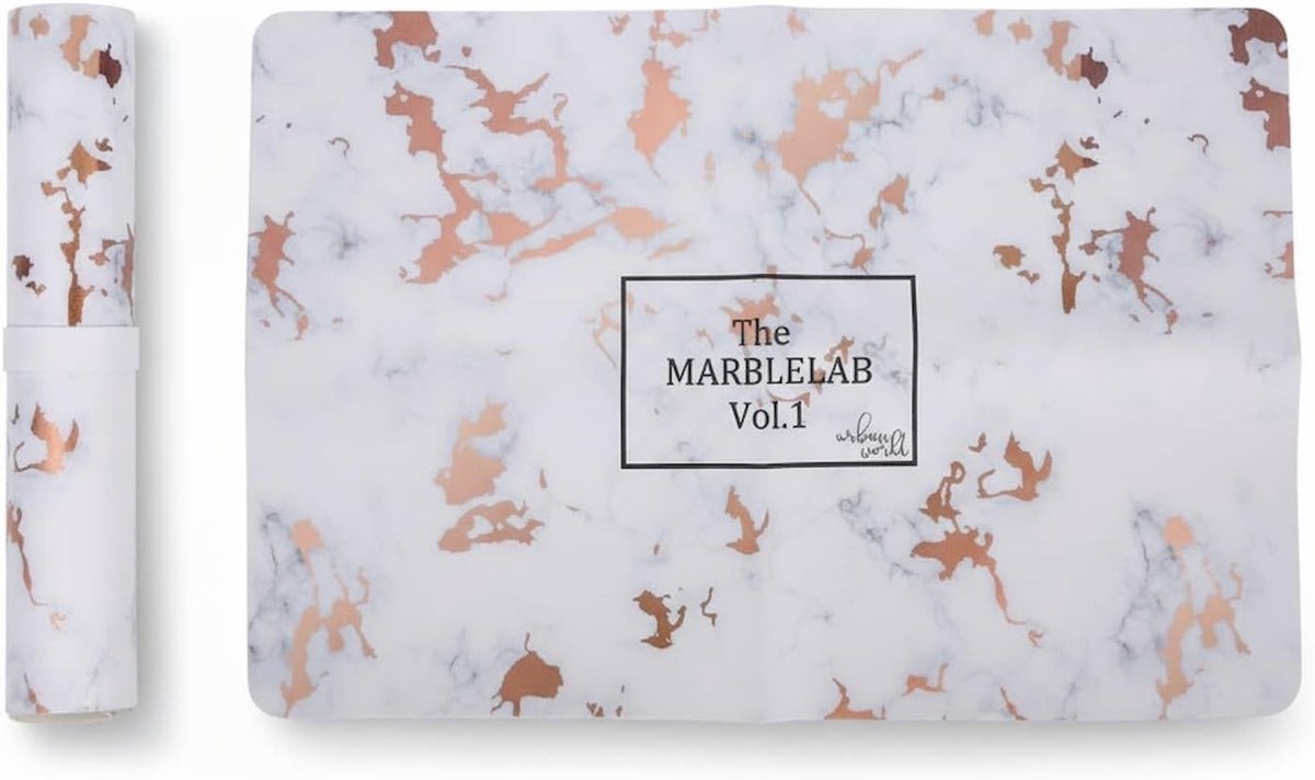 Draagbare nagelkunstmat met tafelkussen en roségouden patroon voor creatieve manicure projecten