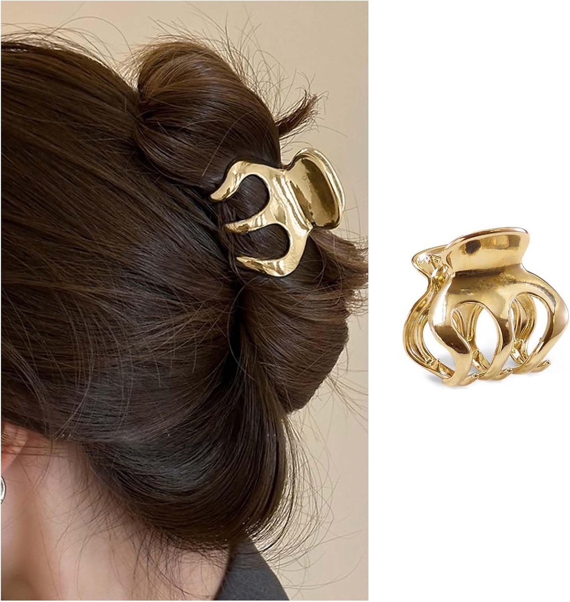 Gold Hairpin Hair Clip for Women Metal Medium Hair Clip Claw Ponytail Holder Hair Claw Pine Strong Non Slip Hair Clip - ShopVlot