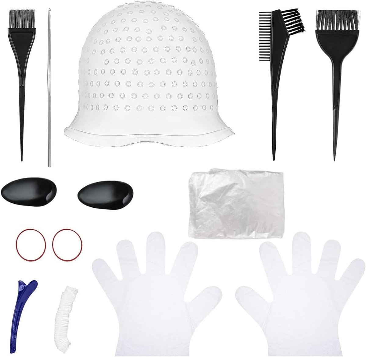 Complete Haarkleur Set voor Thuisgebruik - 7-delige Set met Kleurborstels, Haarclips en Handschoenen voor Perfecte Kleuring