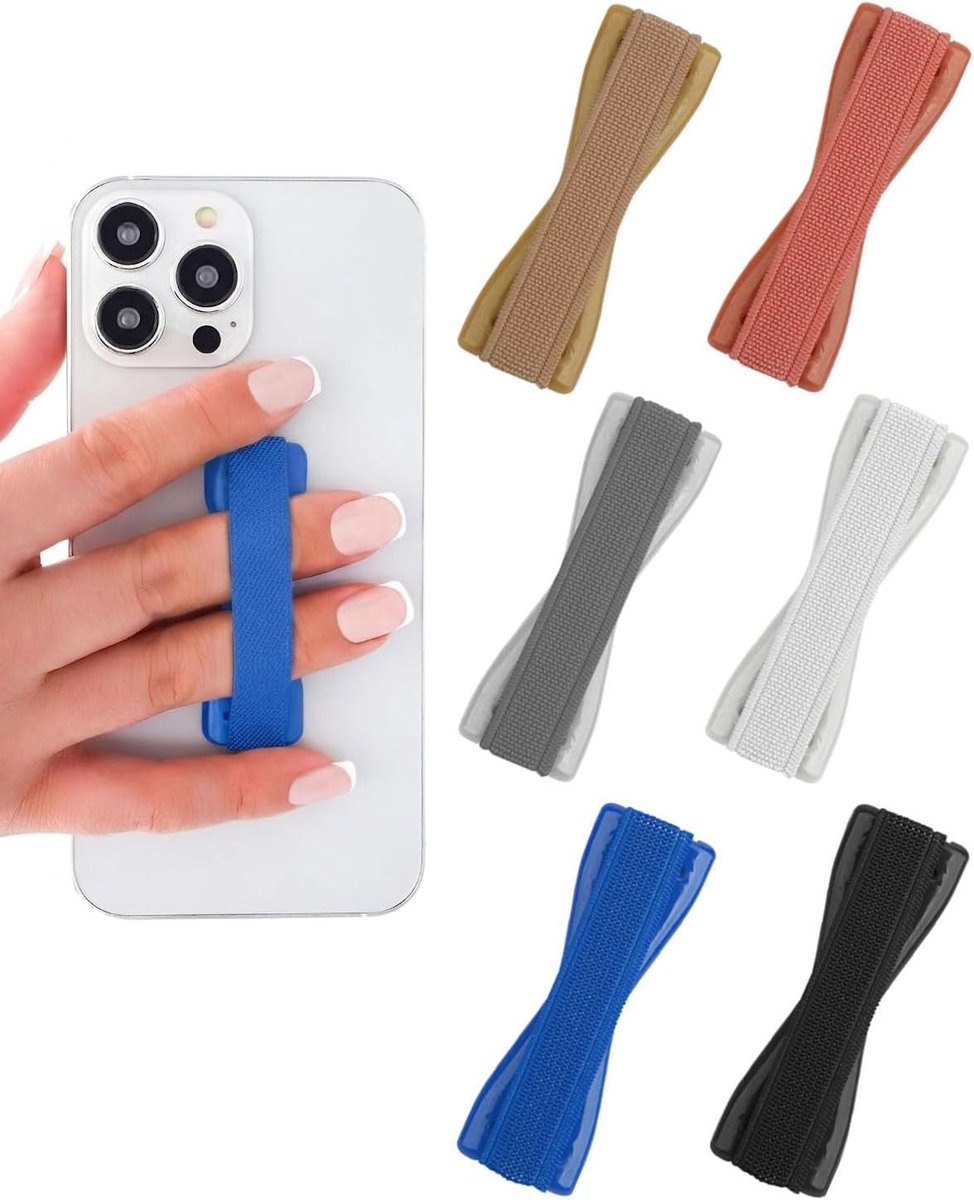 Elastische antislip vingerhouders, 6 stuks telefoonring grip voor smartphone, universele telefoonaccessoires