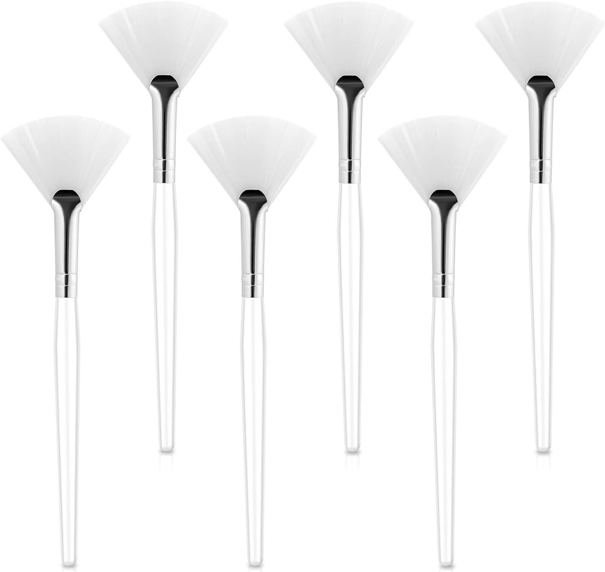 6-delige Gezichtsborstelset met Fanfles, Cosmetische Applicator en Plastic Handvat voor Modder, Crème en Peeling Toepassing