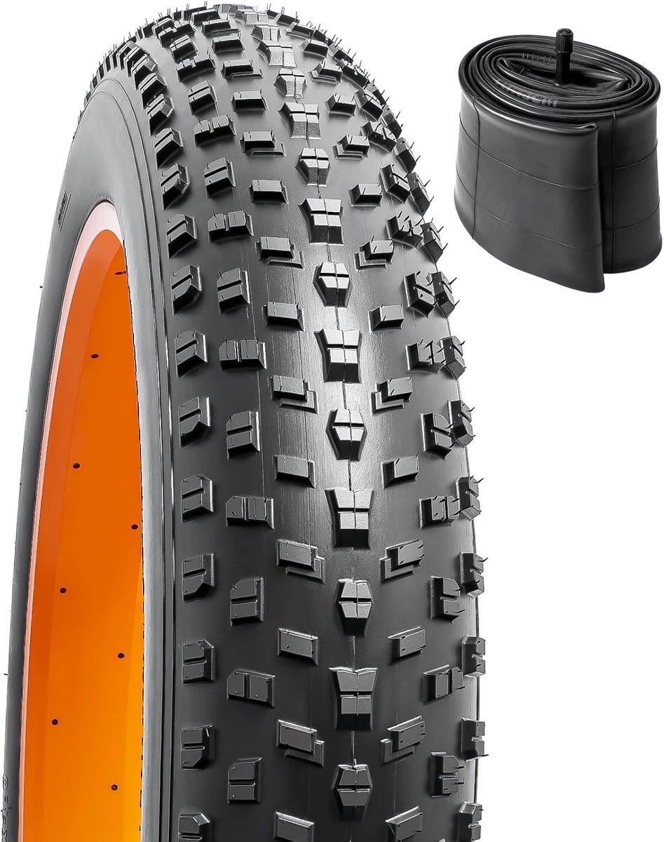 YUNSCM 1 PC 26'' Mountain Fat Tire 26x4.0/100-559 and 26'' Fat Tube AV32mm Schrader Valve Compatible with Mountain - ShopVlot