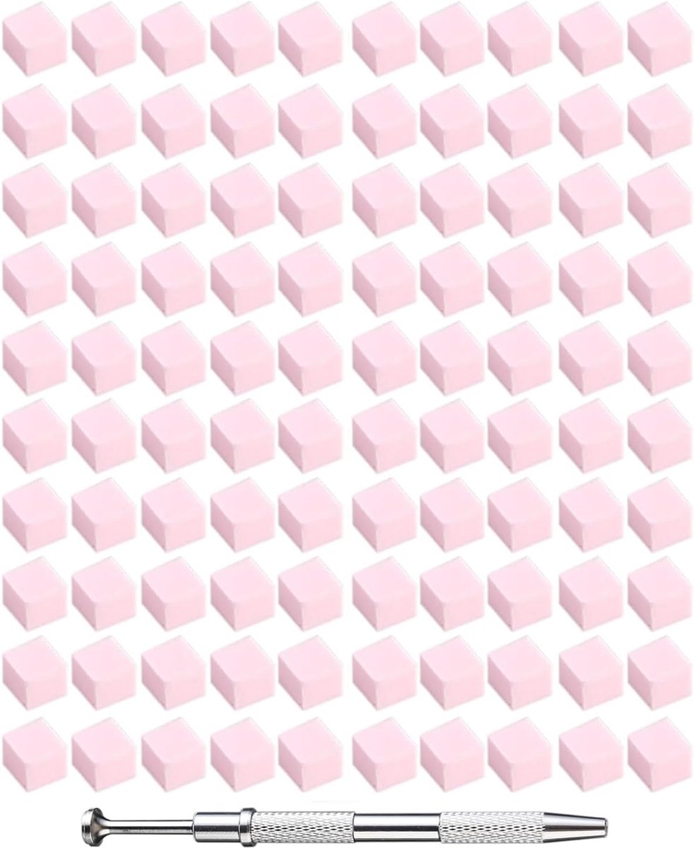 100 stuks roze nail art sponskwasten met zilveren metalen clip voor kleurverloop, doe-het-zelf nageldesign & manicure - ShopVlot