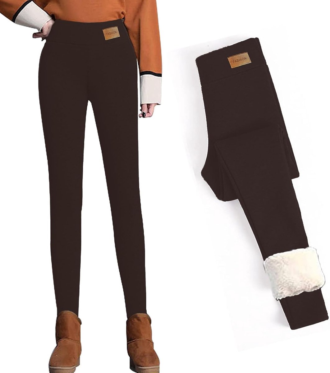 Winterleggings dames plus size - warme fleecevoering - hoge taille - elastische winterbroeken - ShopVlot