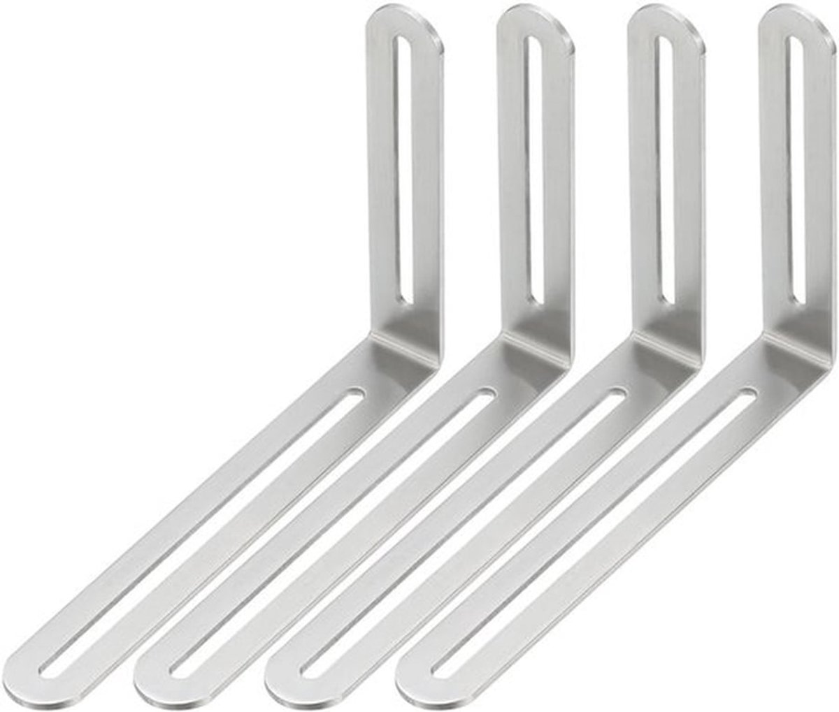 L-vormige Hoekbeugel 165x24x120mm - RVS, Verstelbaar, 4 Stuks