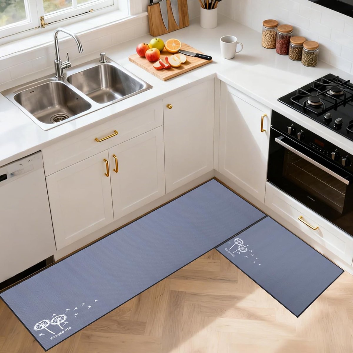 Antislip keuken tapijt set - gewatteerd - wasbaar - veilig en comfortabel - ShopVlot