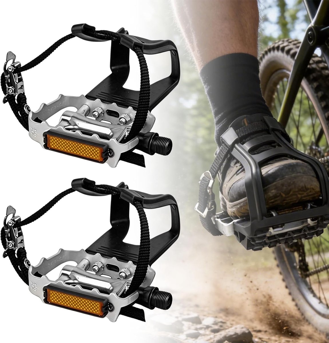 Fiets Pedalen met Clips en Bandjes - Aluminium - Toe Cages - Veiligheid voor Fietsen - ShopVlot
