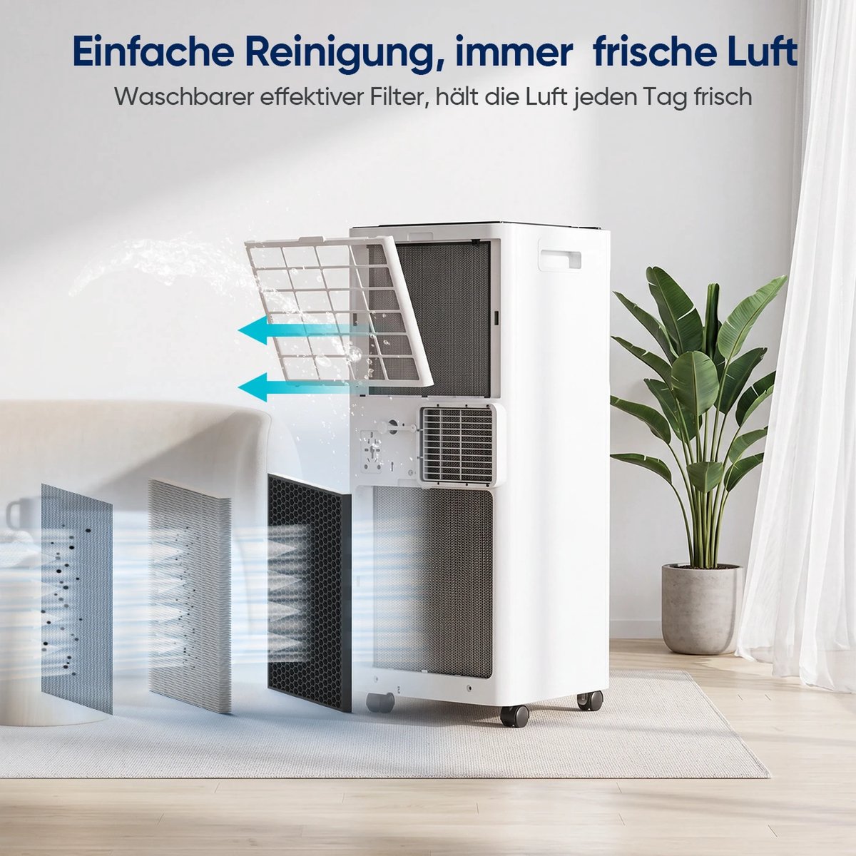 KungFu buy Mobiele airco 9000 BTU 3-in-1 airconditioner met stille slaapmodus koelen ontvochtigen ventileren 2,6 kW capaciteit thumbnail 6