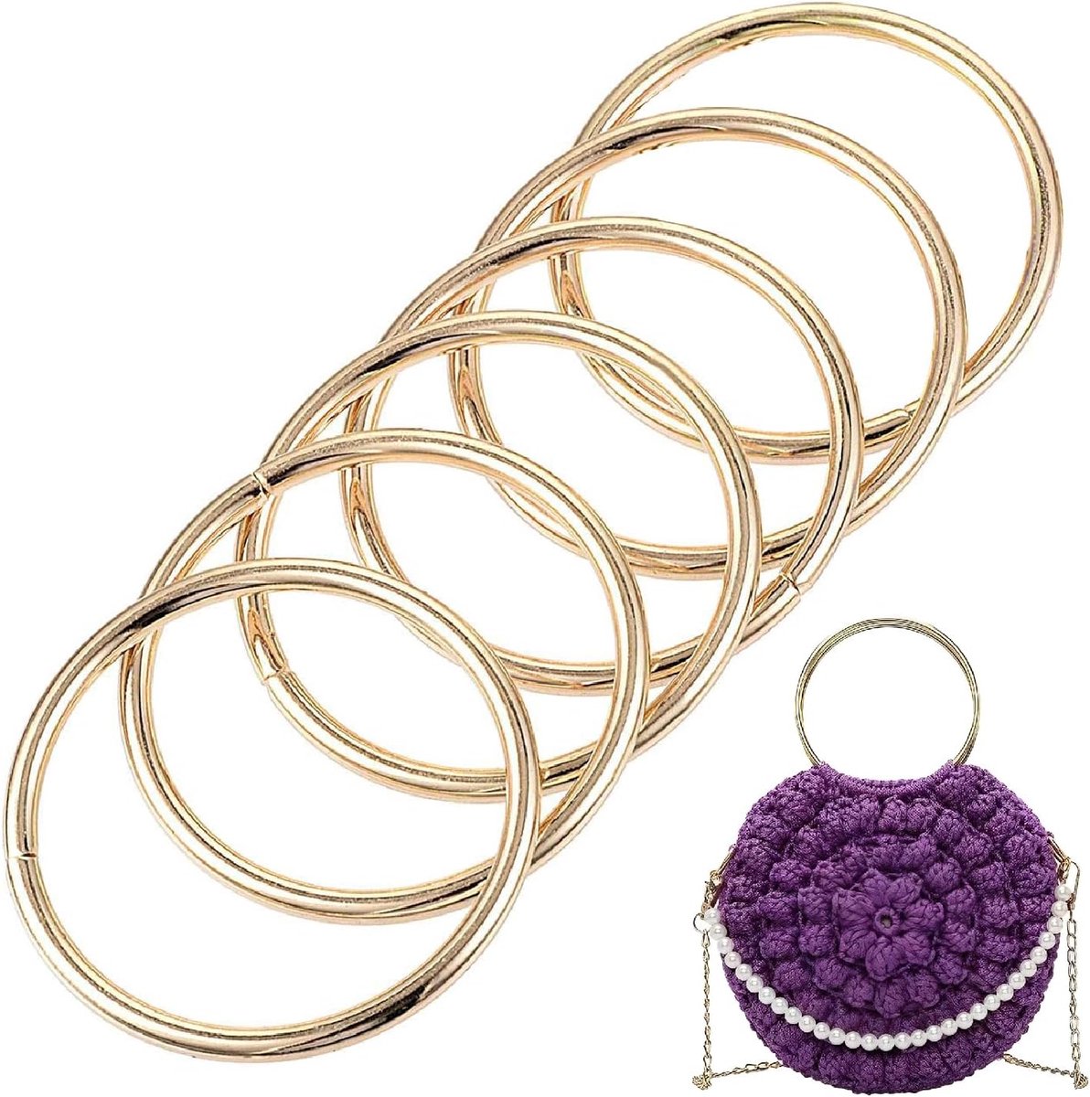 Metaal handvatten 6 stuks - ronde greep - met gaatje - ideaal voor tassen en accessoires - ShopVlot