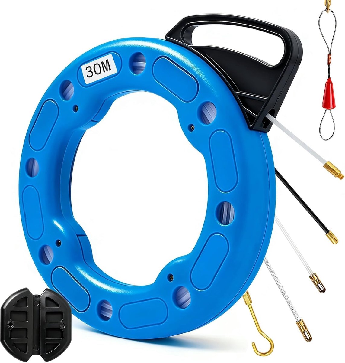 Kabeltrekhulp 30 m - nylon spiralen - met terugtrekveer - ideaal voor complexe installaties - ShopVlot