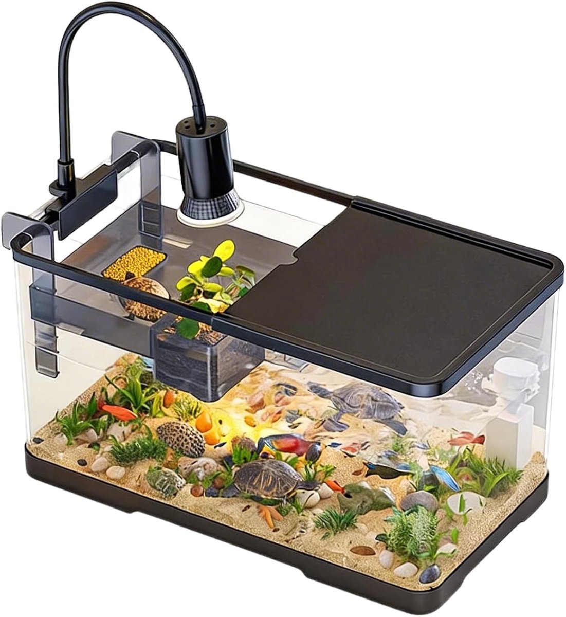 Aquarium voor schildpadden met zonnedek - robuust en veilig - ideaal voor waterdieren en reptielen - ShopVlot