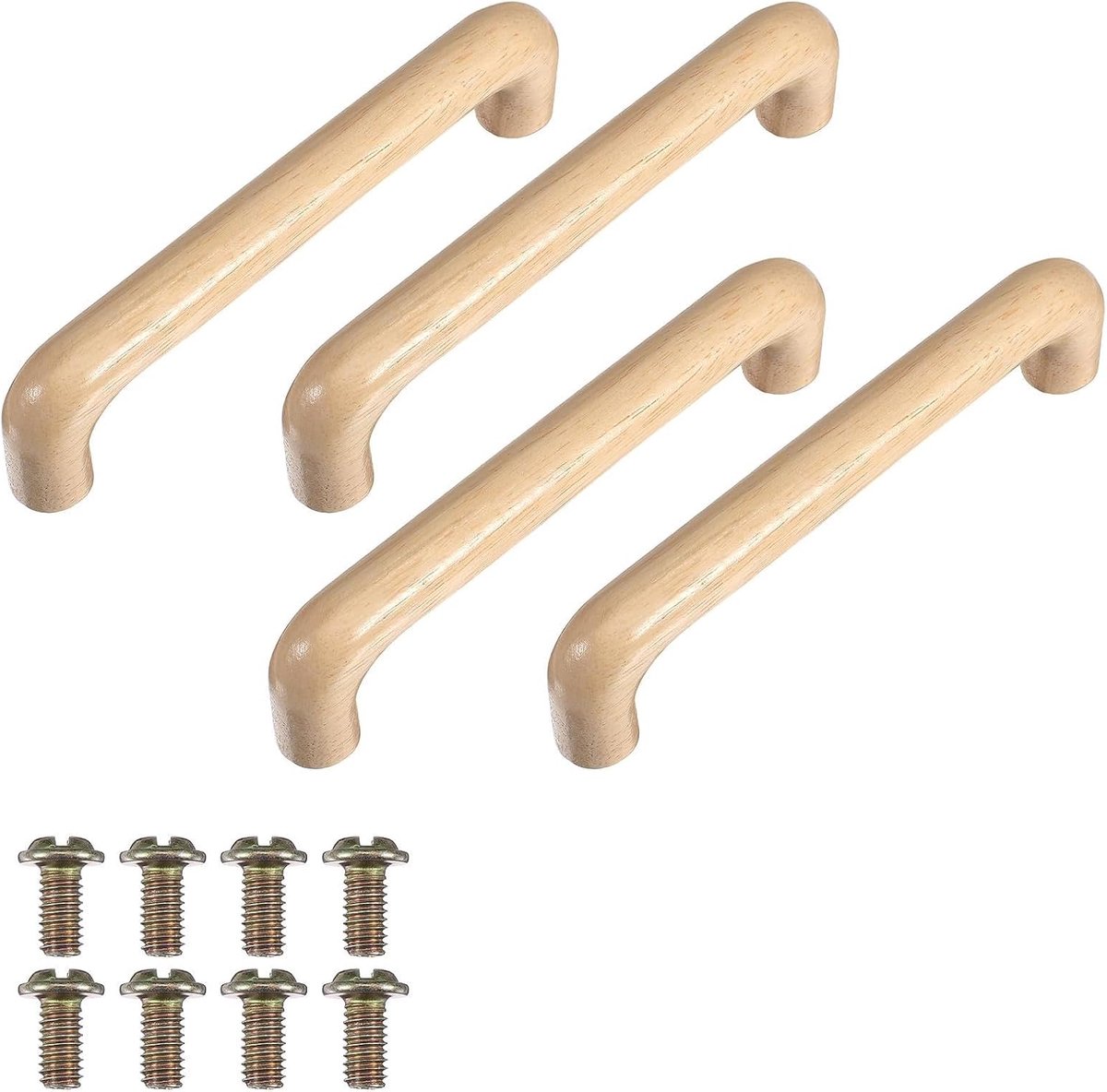 Houten Handgrepen 128mm - 4 Stuks - Natuurlijke Hout - Voor Kasten en Lades - ShopVlot