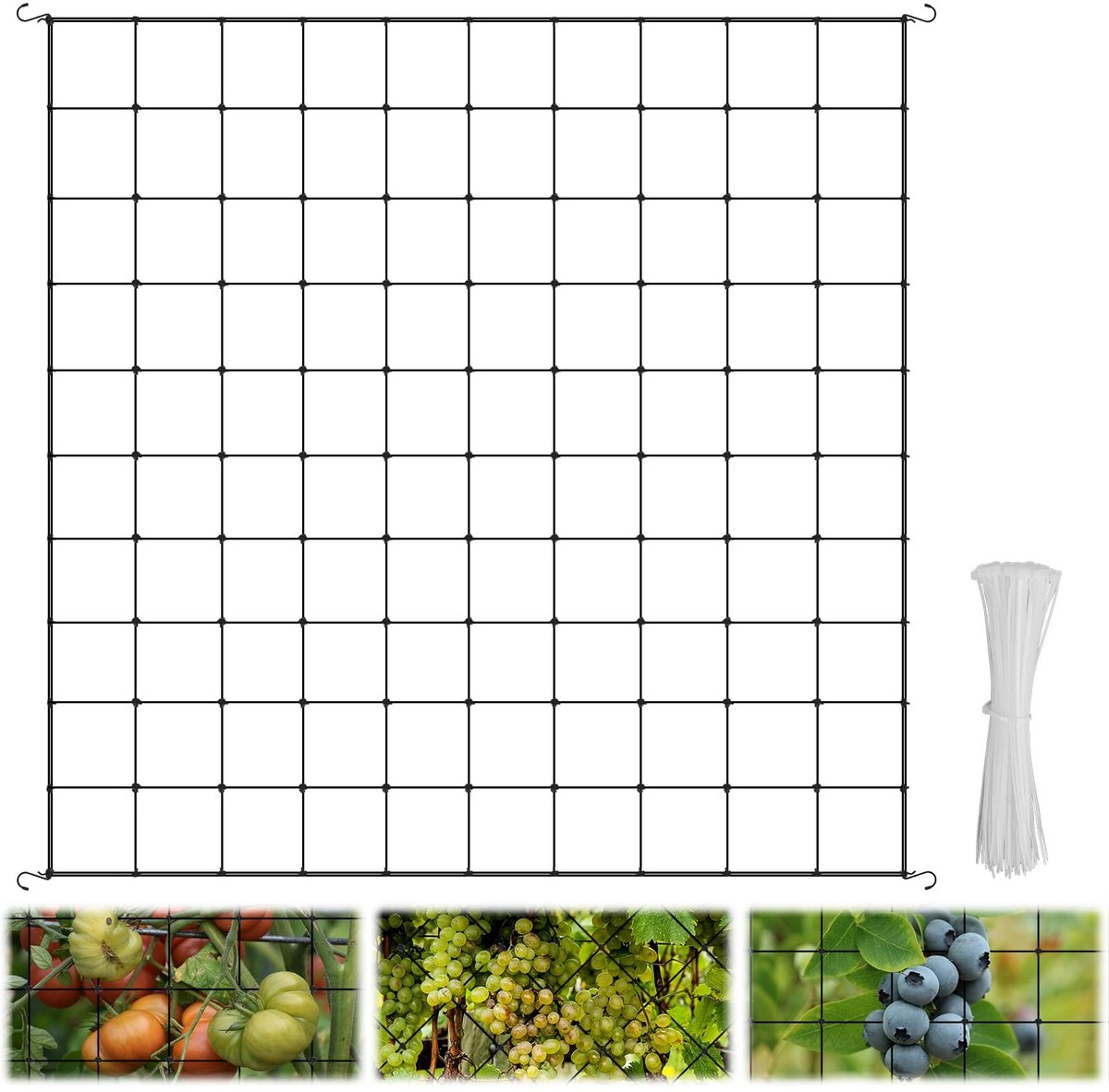 Solidchoice - Scrog Net 120 x 120 cm met 4 Haken en 100 Nylon Straps