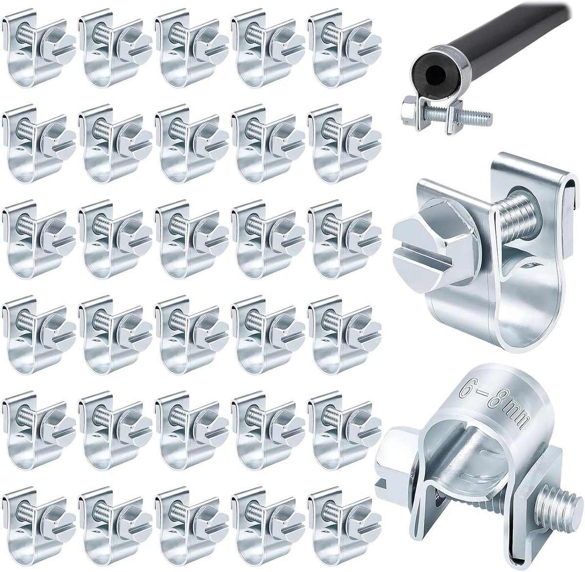 Hose clamps 6-8mm - verstelbaar - gegalvaniseerd - perfect voor slangen en leidingen - ShopVlot