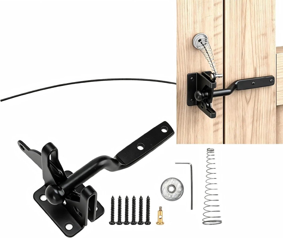 Tuindeur slot - automatische gravity latch - carbon staal - geschikt voor houten poorten - ShopVlot