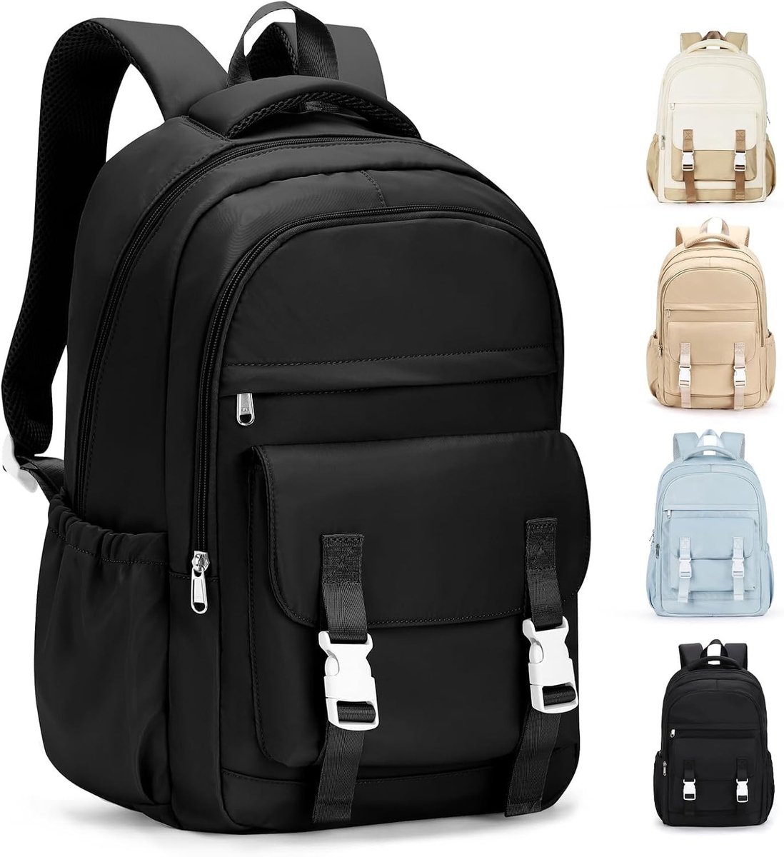 Rugzak Dames - Zwart - 16 x 32 x 43 cm - Waterbestendige Laptoprugzak voor School en Reizen