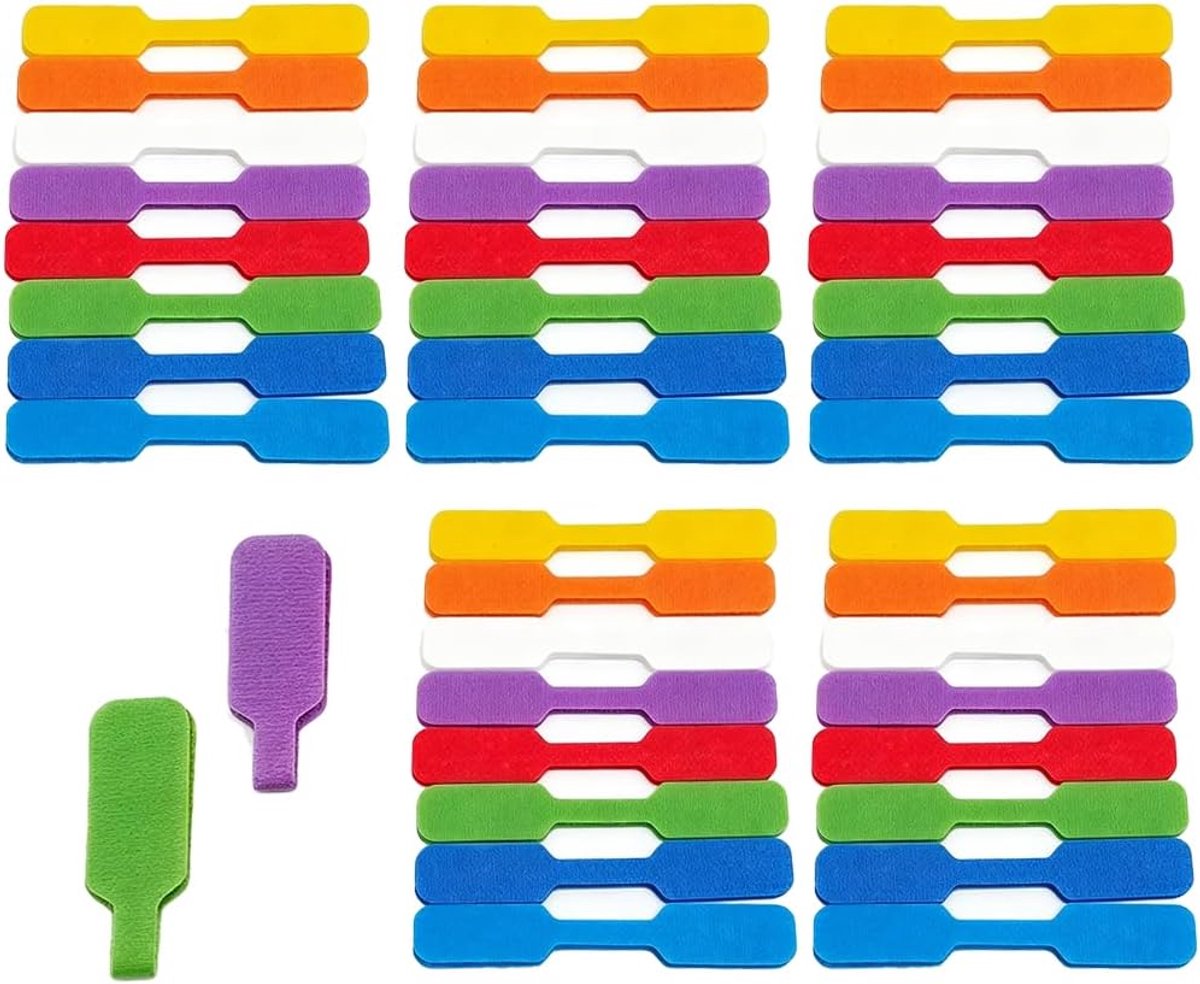 Kabellabels 40 stuks - 8 kleuren - beschrijfbare kabelmarkering - efficiënt kabelbeheer - ShopVlot