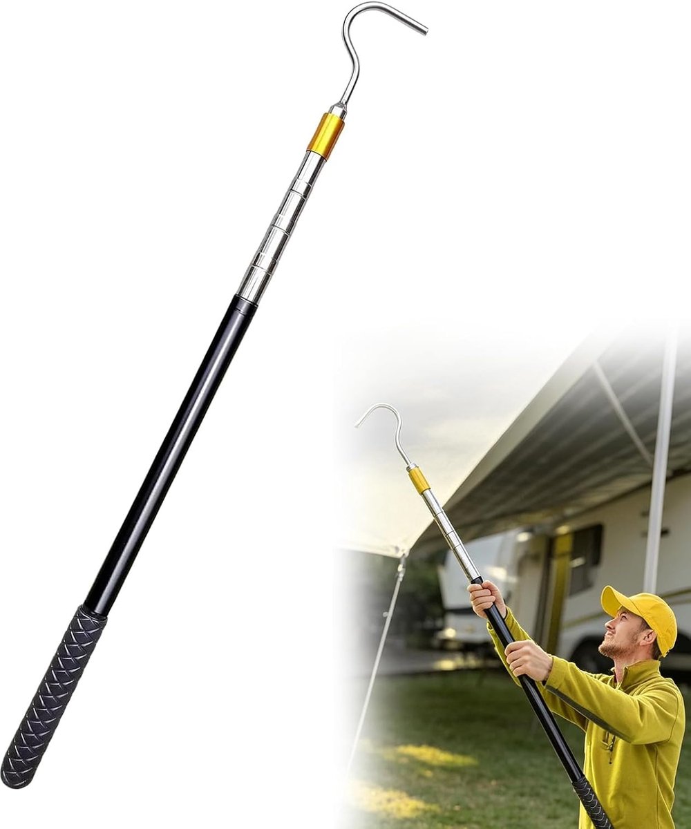 Telescopische Stok met Haken 41-148 cm - RVS - Multifunctioneel - Ideaal voor Buiten - ShopVlot