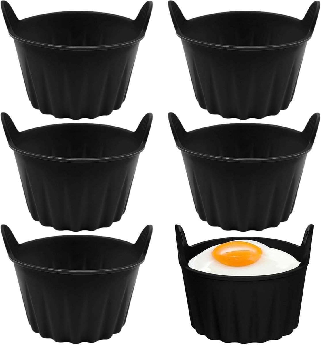 Muffinvorm Silicone - 6 Stuks Set Zwart - Herbruikbare Muffin Mold - Perfect voor Airfryer - ShopVlot