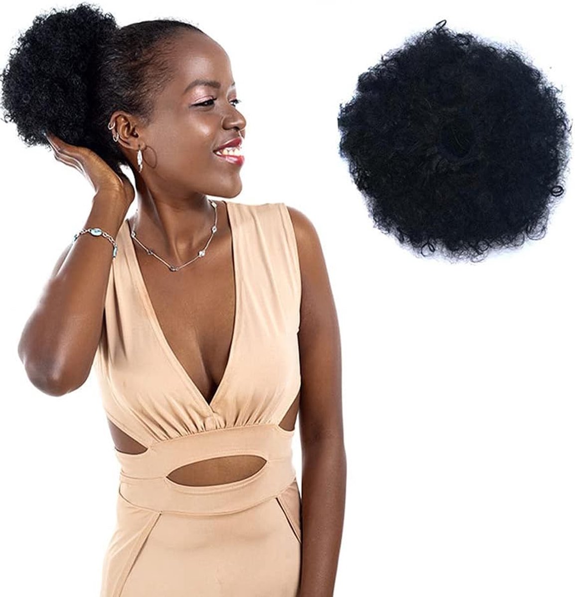 Afro Puff Ponytail - Kinky Synthetisch Haar - Natuurlijke Look - Ideaal voor Updo's - ShopVlot