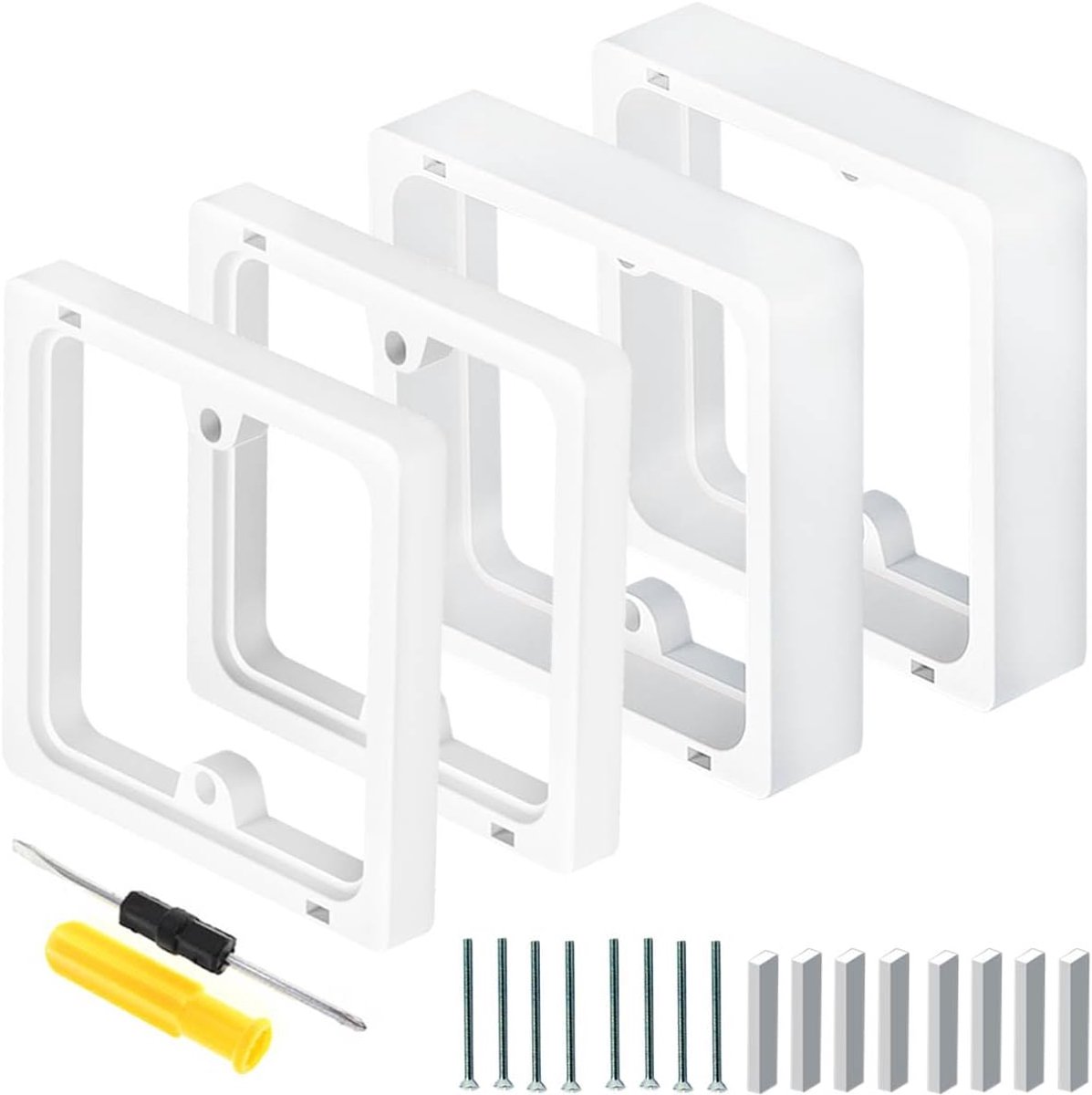 2 sets 1 gang vierkante afstandhouder voor enkel stopcontact wit (2 cm + 1 cm) stapelbaar vierkante afstandhouder voor - ShopVlot