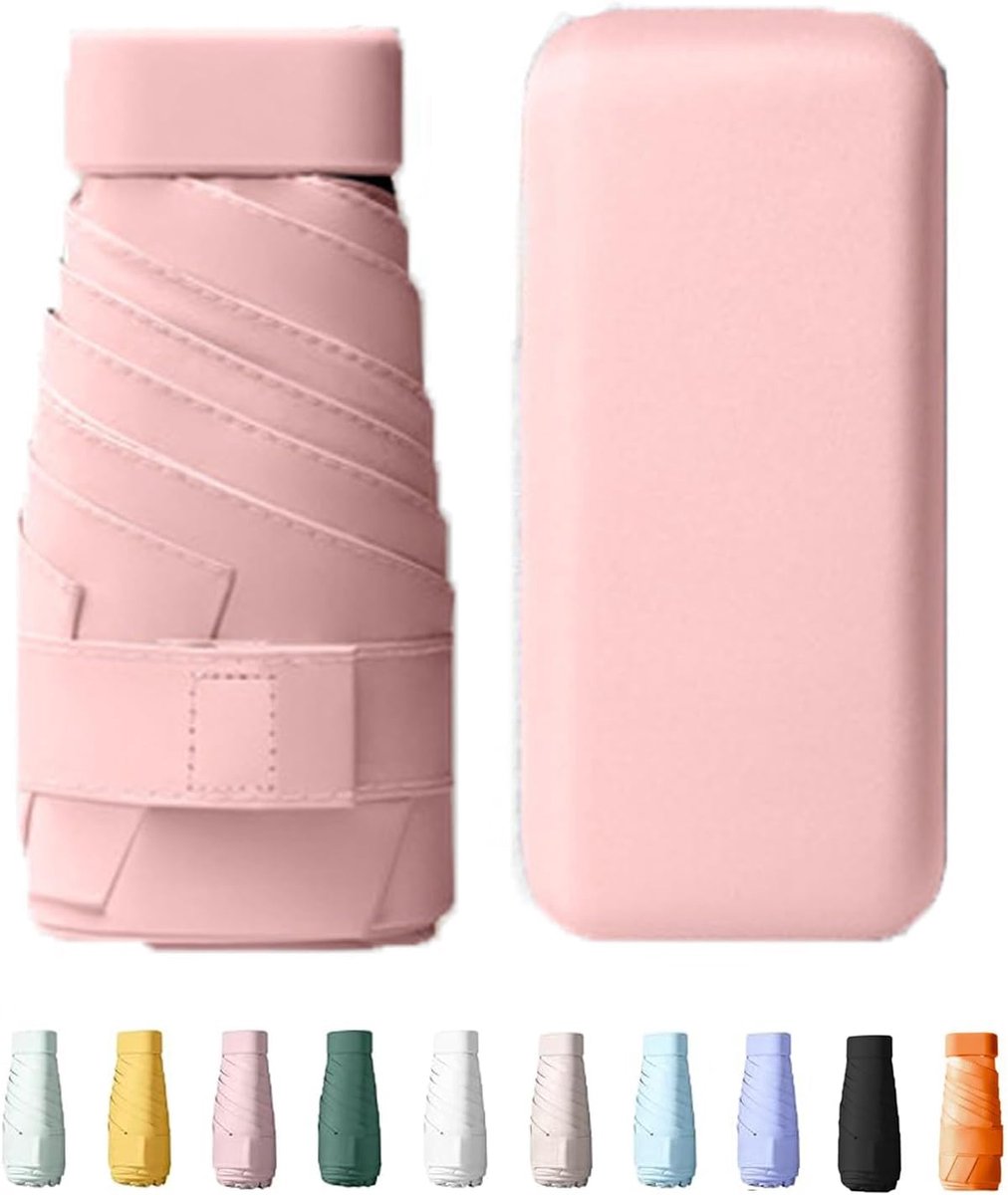 Mini Umbrella with Storage Bo, UV Protection, Parasol Mini 6 Bone Umbrella, Storm-Proof for Adults and Children - ShopVlot