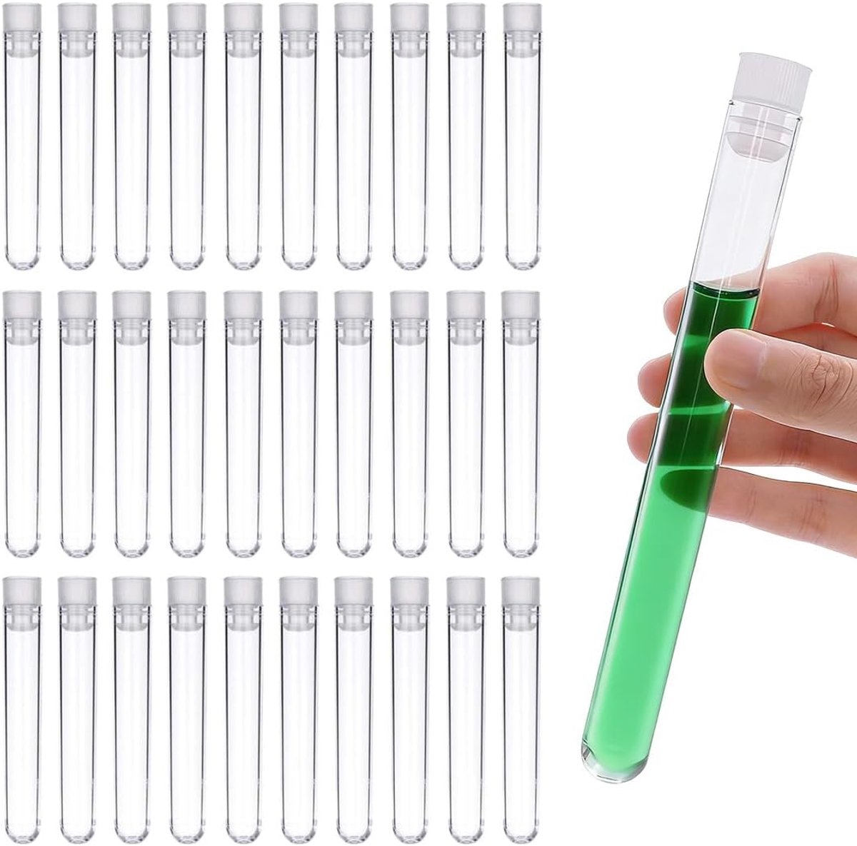 Transparante reageerbuisjes 100 x 15 mm - kunststof laboratoriumtubes - 30 stuks - ideaal voor experimenten - ShopVlot