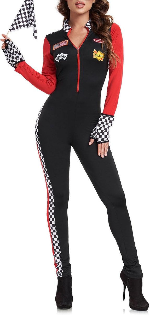 Vrouwen sexy racer kostuum - slim fit met handschoenen - met rits - perfect voor feesten - ShopVlot