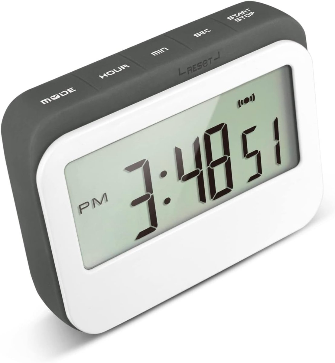 Digitale timer stopwatch grote cijfers - grijs - luid alarm - ideaal voor koken en sporten - ShopVlot