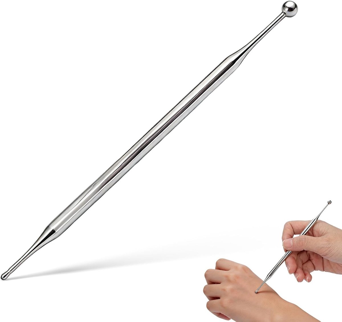 Reflexologie Massage Tool - Dubbele Kop - Roestvrij Staal - Vermindert Spanning en Hoofdpijn - ShopVlot