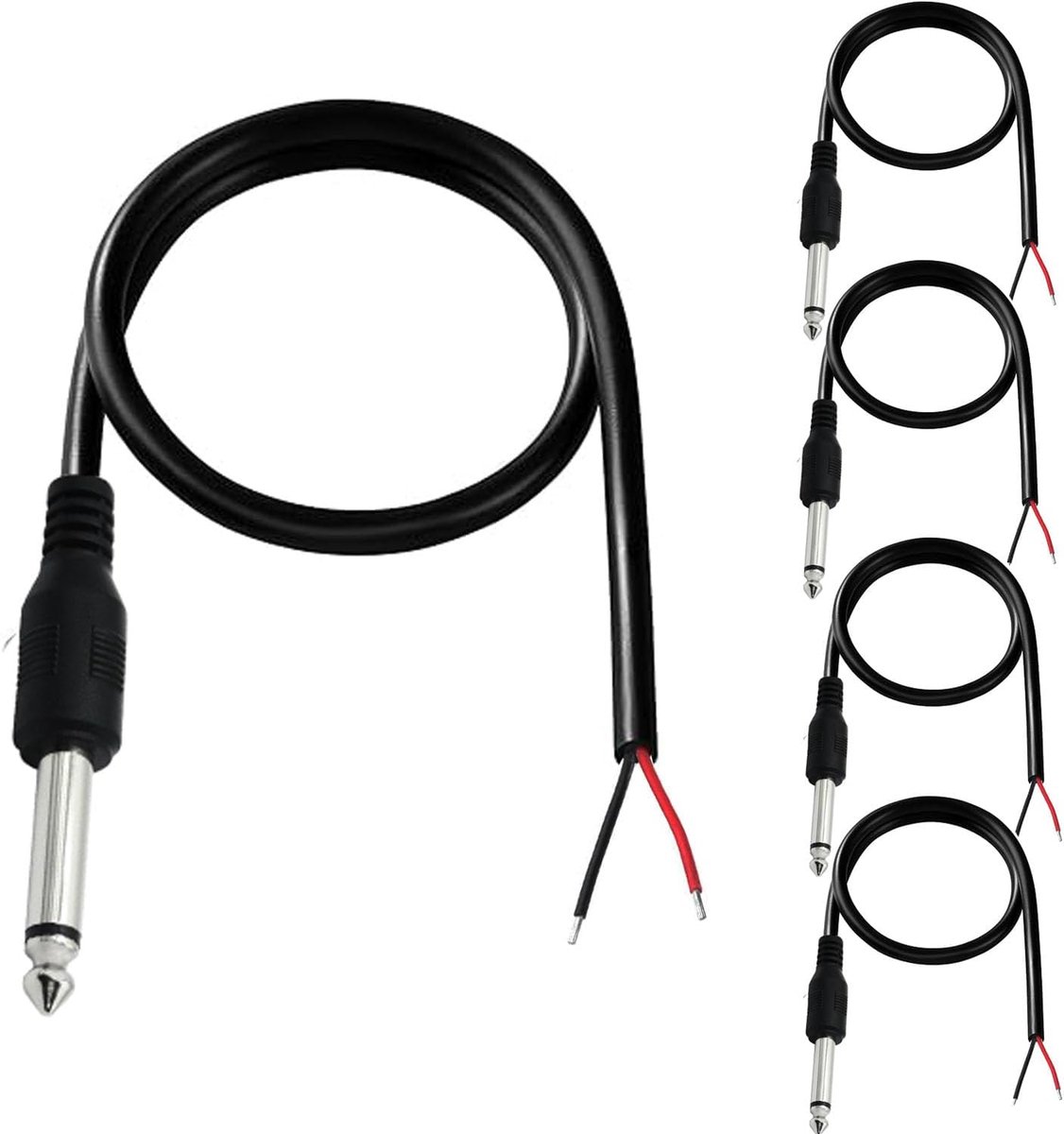 Audio kabel 6.35mm - TS naar blote draad - Mono plug - Voor reparatie microfoon en luidspreker - ShopVlot