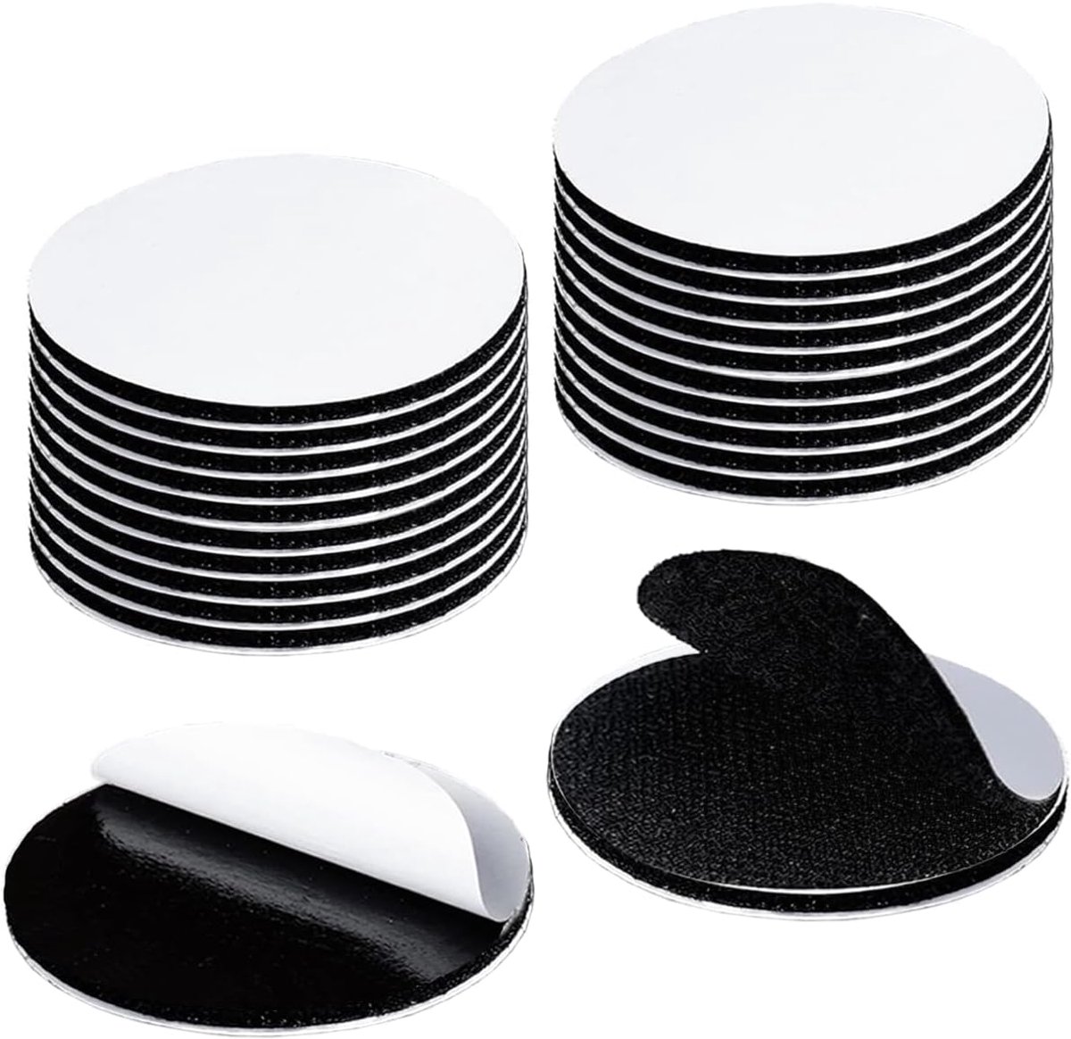 Velcro tape dubbelzijdig 20 paar - zwart - rond 5 cm - herbruikbaar en waterproof - ShopVlot