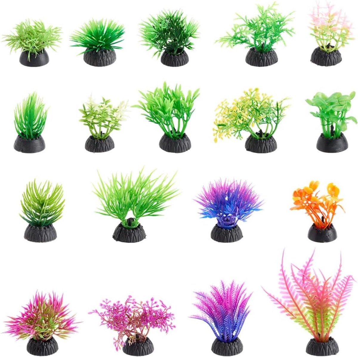 Miniatuurplanten voor aquarium 54 stuks - kleurrijke kunststof waterplanten - realistisch en decoratief - ShopVlot