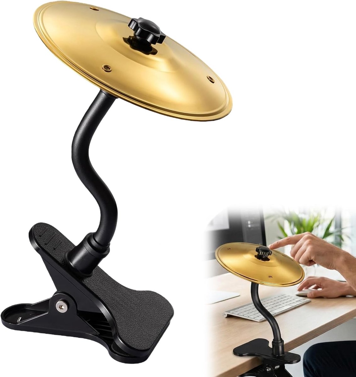 Mini Cymbaal - Clip-On Desktop Accessoire - Gouden Percussie - Stressverlichting voor Muziekliefhebbers - ShopVlot