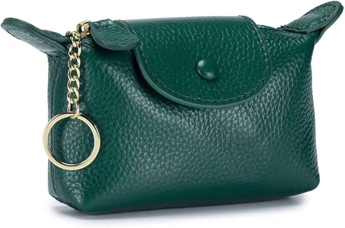 Dames portemonnee groen - klein formaat - echt leer - stijlvolle organizer voor je essentials - ShopVlot