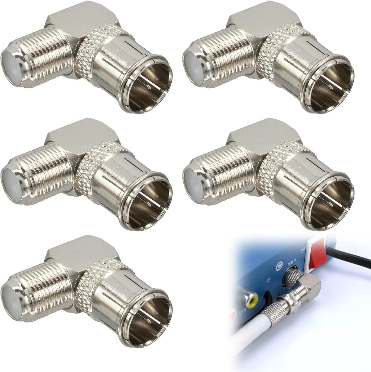 Rechthoekige connectors voor antenne - 90 graden antenneadapter - 5 stuks - ideaal voor kabelbeheer - ShopVlot