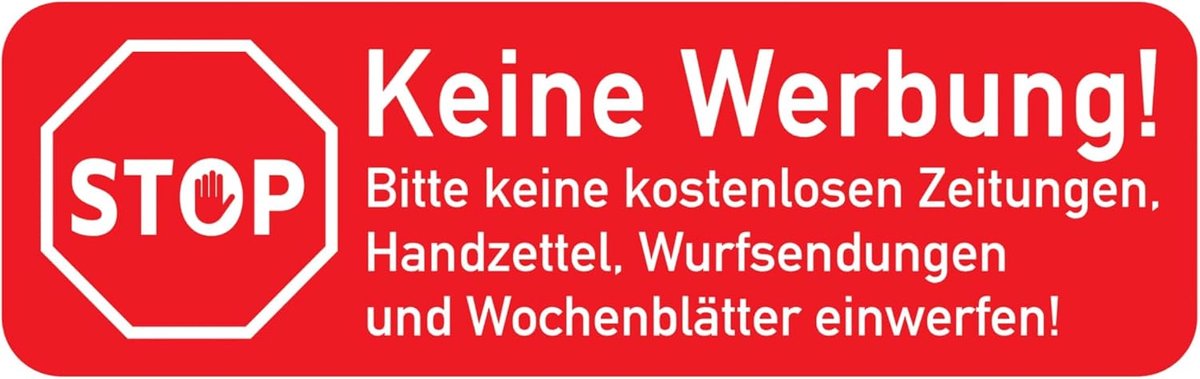 Mailbox Stickers 'Geen Reclame' - 67 x 21 mm - Zelfklevende Folie - Voor Binnen en Buiten - ShopVlot