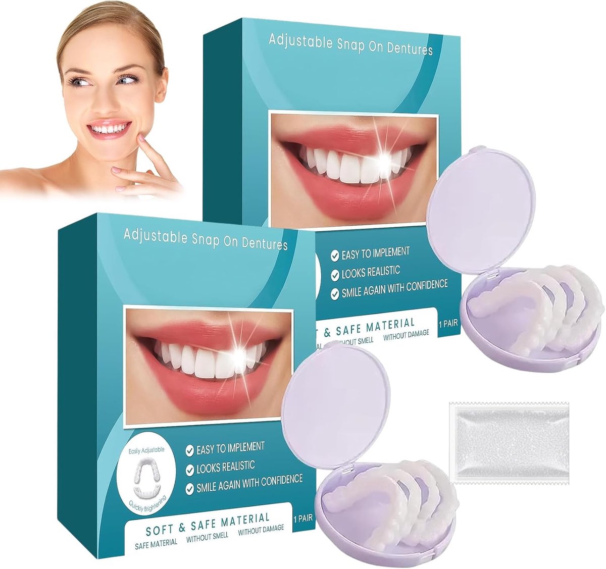 Klikprotheses set - 2-delig - natuurgetrouwe uitstraling - eenvoudige plaatsing - ShopVlot